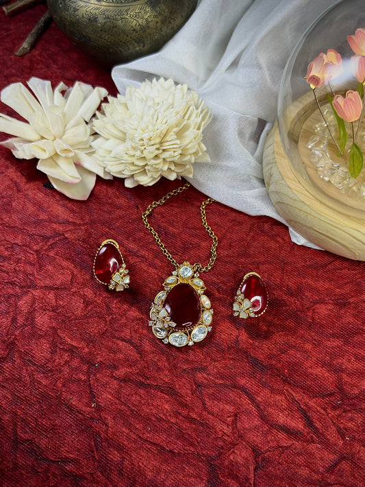 Radiant Ruby Pendant Set