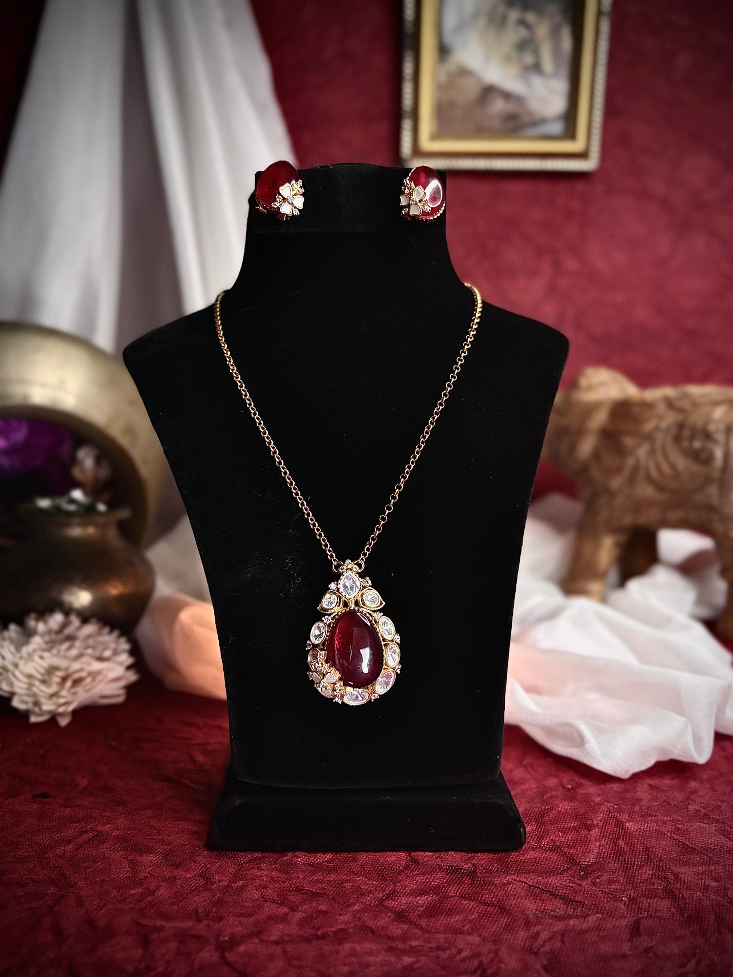 Radiant Ruby Pendant Set