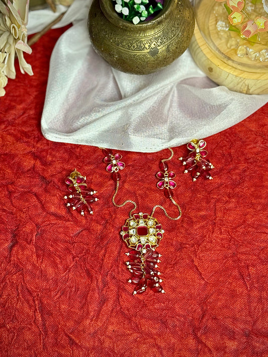 Rosy Blossom Pendant Set