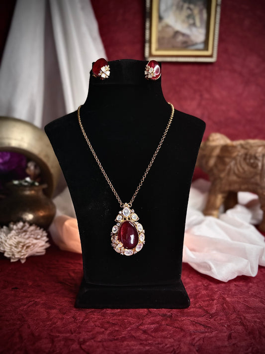 Radiant Ruby Pendant Set