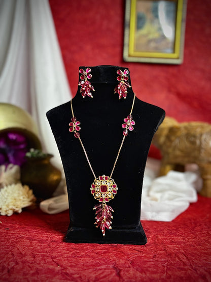 Rosy Blossom Pendant Set