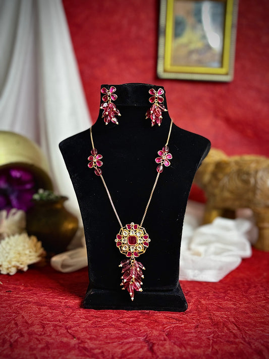 Rosy Blossom Pendant Set